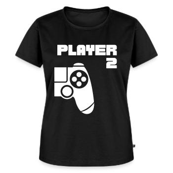 Player 1 Player 2 Gamer Partnerlook - Frauen Premium Bio T-Shirt - Schwarz - Vorne - Selfina (174cm)