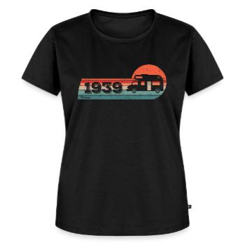 Motorhome Driver Camping born 1939 Birthday - Women's Premium Organic T-shirt - black - Front - Selfina (174cm)