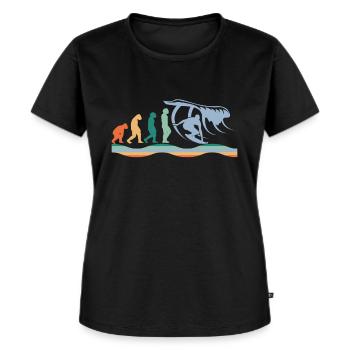 Surfer-Sport Vintage Wellenreiter Surfbrett - Frauen Premium Bio T-Shirt - Schwarz - Vorne - Selfina (174cm)