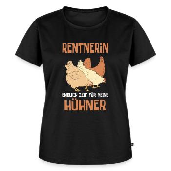 Rentnerin Hühner Hühnerzüchter - Frauen Premium Bio T-Shirt - Schwarz - Vorne - Selfina (174cm)
