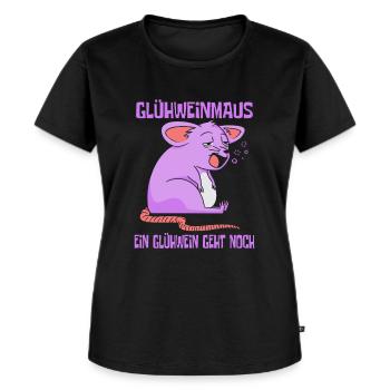 Glühweinmaus Glühwein Weihnachtsmarkt - Frauen Premium Bio T-Shirt - Schwarz - Vorne - Selfina (174cm)
