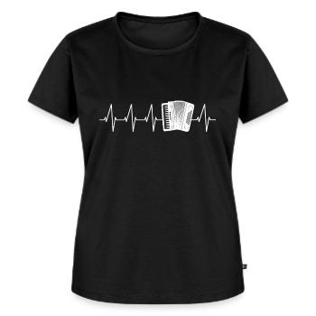 Ziehharmonika-Spieler Akkordeon-Musiker Herzschlag - Frauen Premium Bio T-Shirt - Schwarz - Vorne - Selfina (174cm)