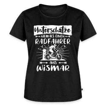 Wismar Fahrradfahrer Wismarer Radfahrer - Frauen Premium Bio T-Shirt - Schwarz - Vorne - Selfina (174cm)