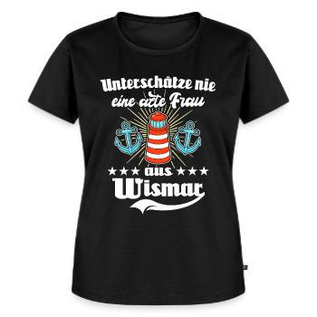 Wismar Ostsee Wismarer Urlaub - Frauen Premium Bio T-Shirt - Schwarz - Vorne - Selfina (174cm)
