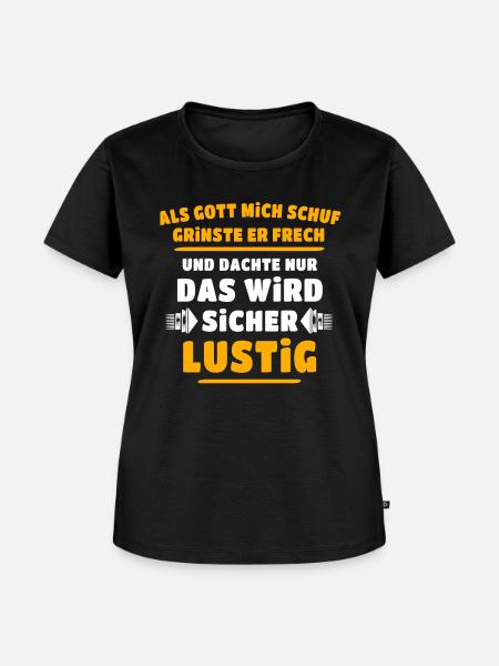 Lustig Sprüche Gott Grinste - Frauen Premium Bio T-Shirt - Schwarz