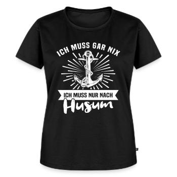 Husum Motiv - Frauen Premium Bio T-Shirt - Schwarz - Vorne - Selfina (174cm)