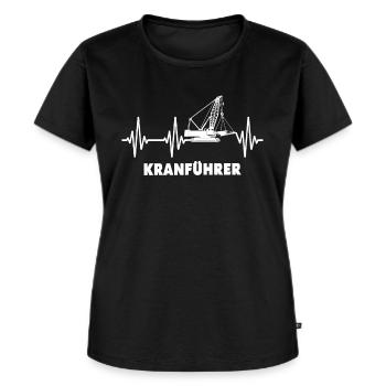 Kranführer EKG Kranfahrer Herzlinie - Frauen Premium Bio T-Shirt - Schwarz - Vorne - Selfina (174cm)