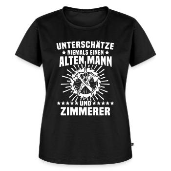 Zimmermann Zimmerer - Frauen Premium Bio T-Shirt - Schwarz - Vorne - Selfina (174cm)