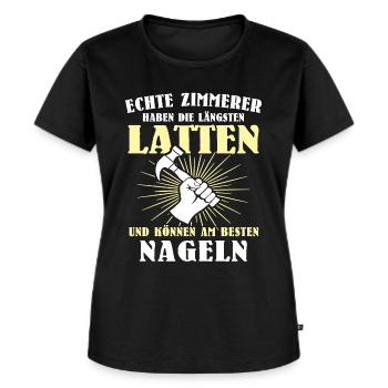 Zimmerer Sprüche Zimmermann - Frauen Premium Bio T-Shirt - Schwarz - Vorne - Selfina (174cm)