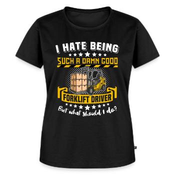 Staplerfahrer Stapler - Frauen Premium Bio T-Shirt - Schwarz - Vorne - Selfina (174cm)
