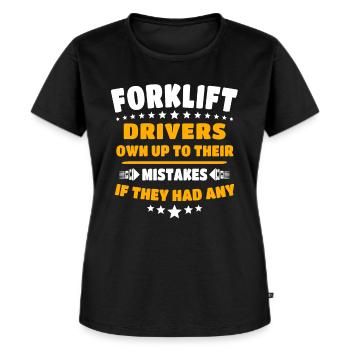 Heftruck Heftruck - Vrouwen Premium Bio T-shirt - zwart - Voor - Selfina (174cm)