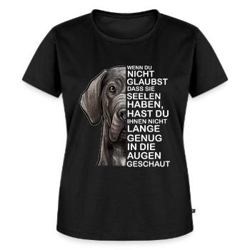 Deutsche Dogge Seele - Frauen Premium Bio T-Shirt - Schwarz - Vorne - Selfina (174cm)