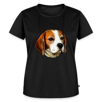Portrait de chien Beagle - T-shirt Premium bio Femme - noir - Devant - Selfina (174cm)