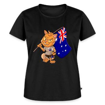 Australier Fan Katze - Frauen Premium Bio T-Shirt - Schwarz - Vorne - Selfina (174cm)