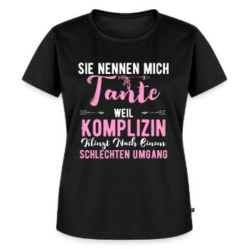 Sie nennen mich Tante Shirt - Frauen Premium Bio T-Shirt - Schwarz - Vorne - Selfina (174cm)