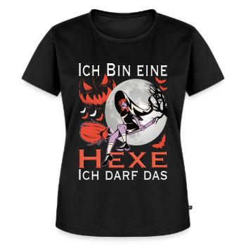 Ich bin eine Hexe ich darf das - Halloween hexe - Frauen Premium Bio T-Shirt - Schwarz - Vorne - Selfina (174cm)