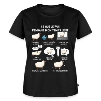 Mouton humour passion élevage ovins - T-shirt Premium bio Femme - noir - Devant - Selfina (174cm)