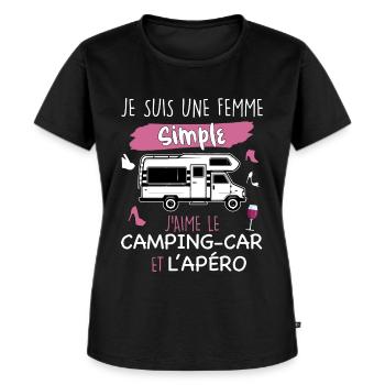 Camping-car femme apero cadeau humour - T-shirt Premium bio Femme - noir - Devant - Selfina (174cm)