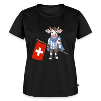Switzerland Cow / Swiss Fans - Women's Premium Organic T-shirt - black - Front - Selfina (174cm)