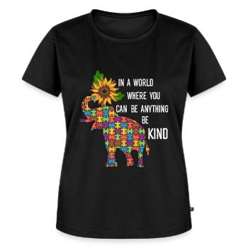 You Can Be Anything Be Kind - Elefant Sonnenblume - Frauen Premium Bio T-Shirt - Schwarz - Vorne - Selfina (174cm)