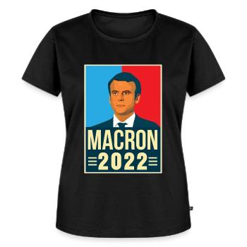 Emmanuel Macron Président de la république 2022 - T-shirt Premium bio Femme - noir - Devant - Selfina (174cm)