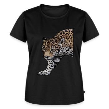 Leoparden Afrika Leopard Raubtier Tiermotiv Tier - Frauen Premium Bio T-Shirt - Schwarz - Vorne - Selfina (174cm)
