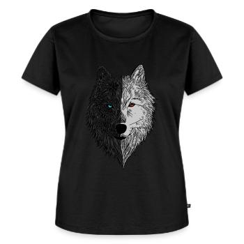 Wolf Tier Motiv Wolfsmotiv - Frauen Premium Bio T-Shirt - Schwarz - Vorne - Selfina (174cm)