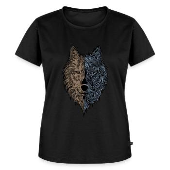 Wolf Animal Face Animal Motif Print - Women's Premium Organic T-shirt - black - Front - Selfina (174cm)