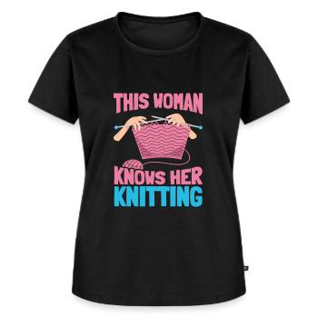 Tricoter - T-shirt Premium bio Femme - noir - Devant - Selfina (174cm)