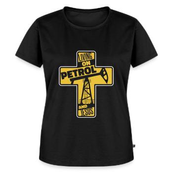 Ölfeld Bohrinsel Kreuzen - Frauen Premium Bio T-Shirt - Schwarz - Vorne - Selfina (174cm)