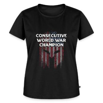 Consecutive World War Champion Funny Patriotic - Women's Premium Organic T-shirt - black - Front - Selfina (174cm)