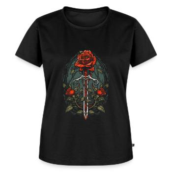 Red Rose Goth Sword - Women's Premium Organic T-shirt - black - Front - Selfina (174cm)