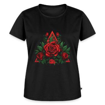 Rose rouge Goth - T-shirt Premium bio Femme - noir - Devant - Selfina (174cm)