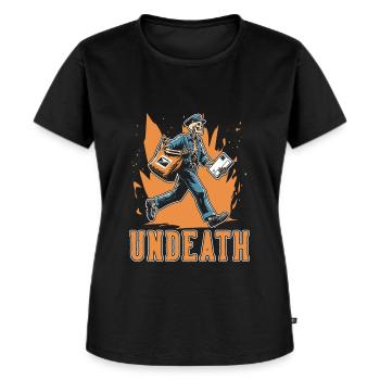 Postman Postman Squelette Mort-Vivant - T-shirt Premium bio Femme - noir - Devant - Selfina (174cm)