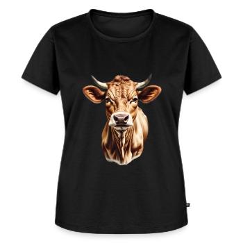 Brown Cow - Women's Premium Organic T-shirt - black - Front - Selfina (174cm)