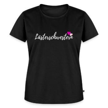 Lästerschwestern. Lustiges Beste Freundinnen Motiv - Frauen Premium Bio T-Shirt - Schwarz - Vorne - Selfina (174cm)