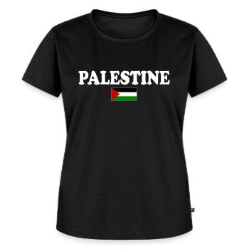 Palæstina - Premium økologisk T-shirt til kvinder - sort - Foran - Selfina (174cm)