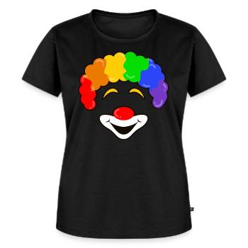 Regenbogen Clown Smiling Halloween Jester Joker Gesicht dunkel - Frauen Premium Bio T-Shirt - Schwarz - Vorne - Selfina (174cm)