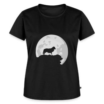 Kooikerhondje Kooiker Vollmond Mond Silhouette - Frauen Premium Bio T-Shirt - Schwarz - Vorne - Selfina (174cm)