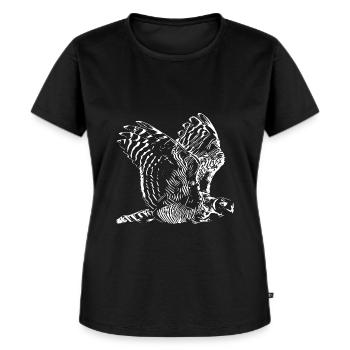 Eulen - Frauen Premium Bio T-Shirt - Schwarz - Vorne - Selfina (174cm)