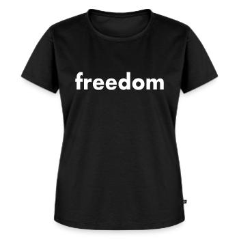 Freedom - Frauen Premium Bio T-Shirt - Schwarz - Vorne - Selfina (174cm)