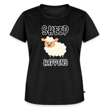 Sheep Happens - Ferme d'éleveur de moutons - T-shirt Premium bio Femme - noir - Devant - Selfina (174cm)