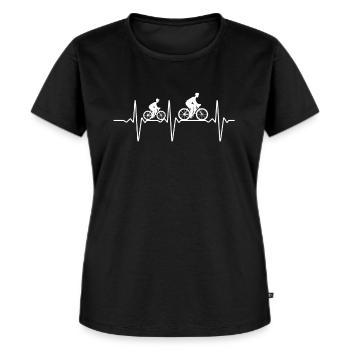 Papa Sohn Herzschlag Radfahrer Rad Tour Fahrrad - Frauen Premium Bio T-Shirt - Schwarz - Vorne - Selfina (174cm)