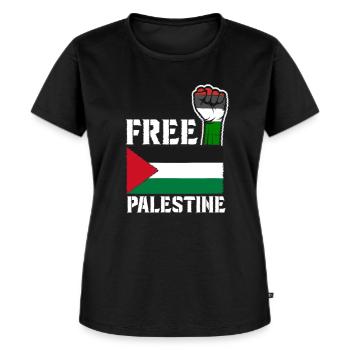 Palestine libre - Liberté pour la Palestine - T-shirt Premium bio Femme - noir - Devant - Selfina (174cm)