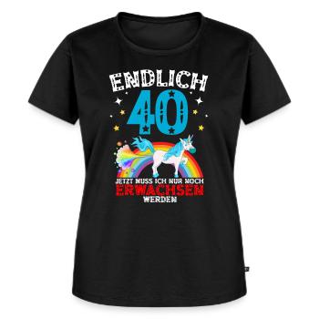 Endlich 40 Erwachsen Einhorn 40. Geburtstag - Frauen Premium Bio T-Shirt - Schwarz - Vorne - Selfina (174cm)