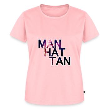 Manhattan Schrift Moto Logo Aufdruck - Frauen Premium Bio T-Shirt - Rosa - Vorne - AI Model Female 172 dark (172cm)