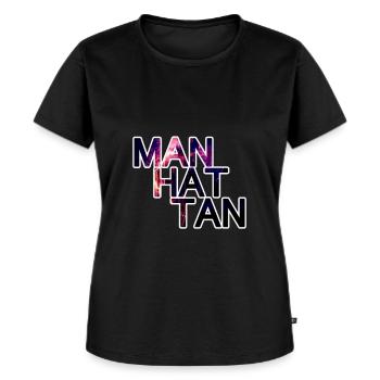 Manhattan Schrift Moto Logo Aufdruck - Frauen Premium Bio T-Shirt - Schwarz - Vorne - Selfina (174cm)