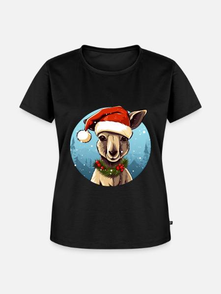 Kängurus Weihnachten - Frauen Premium Bio T-Shirt - Schwarz