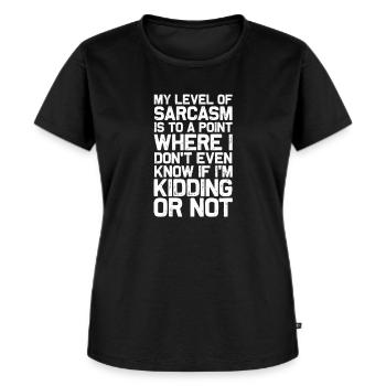 sarcasme - T-shirt Premium bio Femme - noir - Devant - Selfina (174cm)