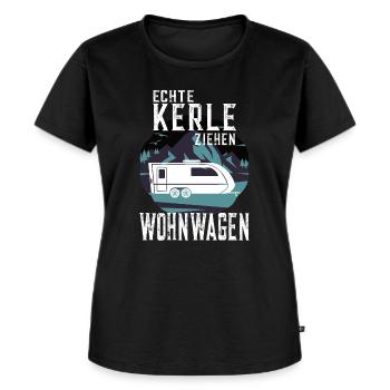 Echte Kerle ziehen Wohnwagen - Frauen Premium Bio T-Shirt - Schwarz - Vorne - Selfina (174cm)